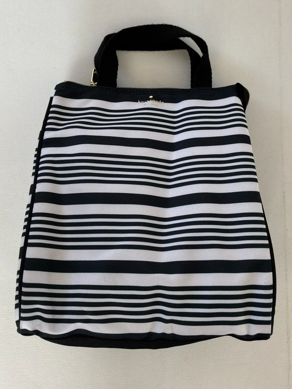 Kate Spade New York Black & White Striped Insulated Lunch Tote Bag